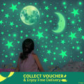 Fluorescent Glow in Dark Stars and Moon Set with Glue Dots 15 Pieces.