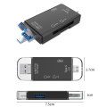 2X 6 in 1 USB 3.0 OTG Card Reader for Secure Digital/TF Cardreaders Splitter Adapter for Mobile Phone Computer-Black. 