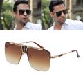 HBK Punk Rimless Sunglasses Men Luxury Brand Steampunk Oval Frameless Sun Glasses for Male Metal Frame Stripe Legs Shade Eyewear. 