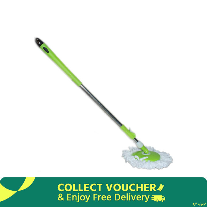 1pc Your Helping Hand 360 Spin Rotational Length Adjustable Mop Stick Expandable Stainless Steel Mop Bucket Stick Rod with 1 Microfiber Head Refill for Home and Office Cleaning (Color may will not match with picture, but you get 100% Quality Product)