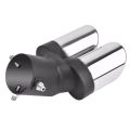 Car Universal 63mm Stainless Steel Dual Outlet Exhaust Pipe Muffler Tail Throat Muffler Tip Pipe Grilled Black. 
