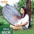 GODOX Portable 32inch/80cm Light Reflector with Clamp,5 in 1 Collapsible Multi Disc Photography Reflector Translucent,Silver,Gold,White,Black for Studio Photography Lighting and Outdoor Lighting.