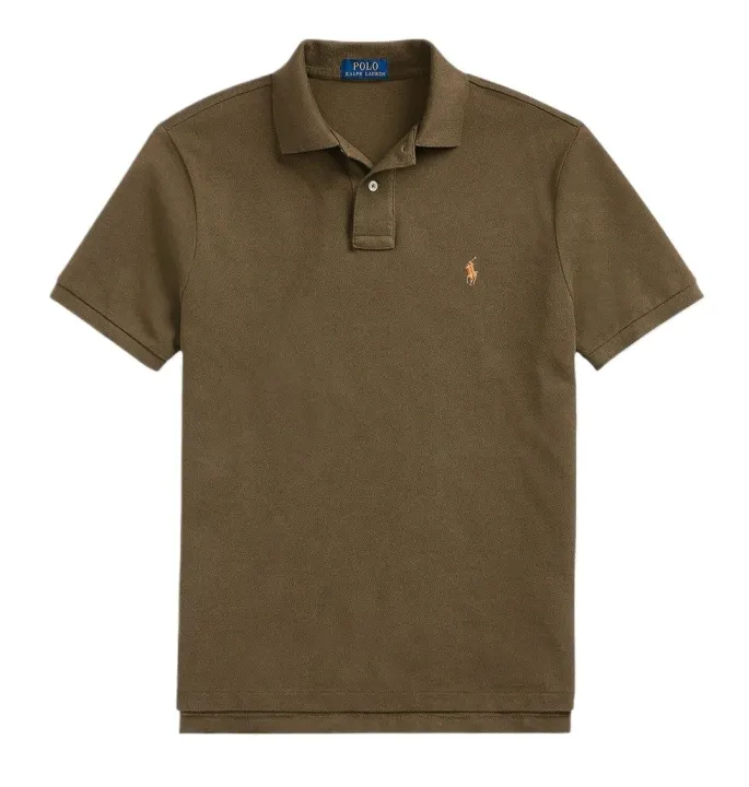 RL%20Men'S%20Custom%20Slim%20Fit%20Small%20Pony%20Embroidered%20Polo%20Shirt-%20Olive%20-%20Image%204