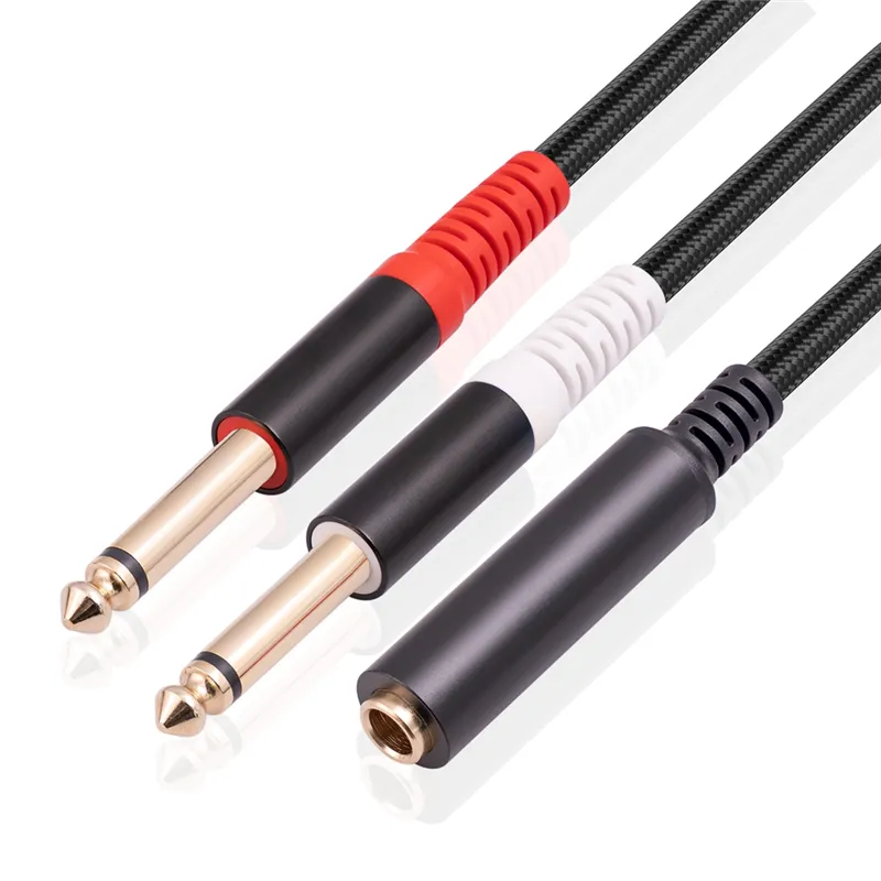 7829 6.35mm/3.5mm Y Splitter Cable Male to Double 1/4inch/1