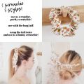 2 Pcs Colorful Silk Scrunchie Hair Band Bracelet Set For Grils.