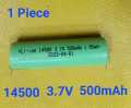 Li-ion 14500(AA) 3.7V 500mAh 1.8Wh Lithium-ion Rechargeable Battery with Soldering Tags/Tabs - 1 Piece. 