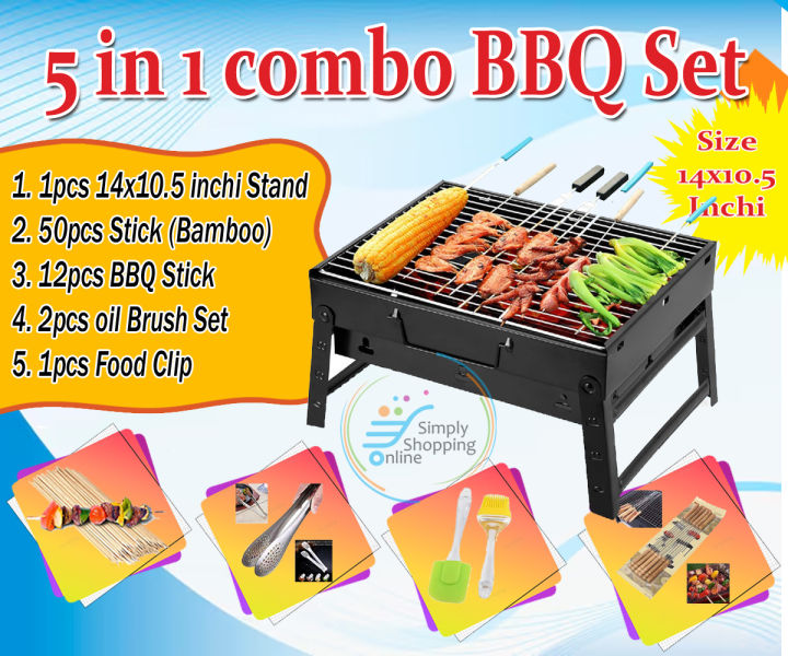 5 in 1 combo BBQ Set 14 inchi