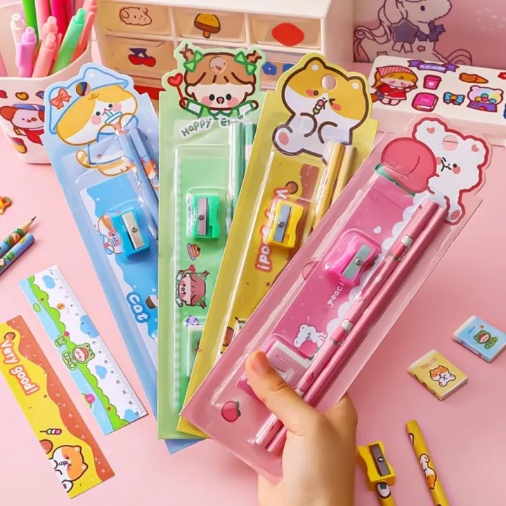 Cartoon%20Theme%20Pencil%20Set%20Fun%20Cute%20Design%20Kawaii%20Stationery%20Set%205pcs%20Set%20Packaged%20Set%20Cartoon%20Stationery%20for%20Children%20Students%20-%20Image%203