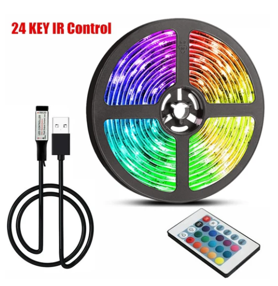 1 Meter LED Light String Computer Desk/Home Decor DIY Backlight 24 Key RGB Multicolor Tape Home Decoration Light Strip