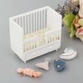 Cute Dollhouse Bed with Pillow 1/12 Scale Toy DIY Decor Crafts Mini Miniature Doll House Crib for Girls Boys 3-6 Years Old. 