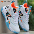 TRILEINO Professional Men's White Red Blue Basketball Shoes Basketball Sneakers Anti-skid High-top Couple Man Basketball Boots KEEMEEUYZO.