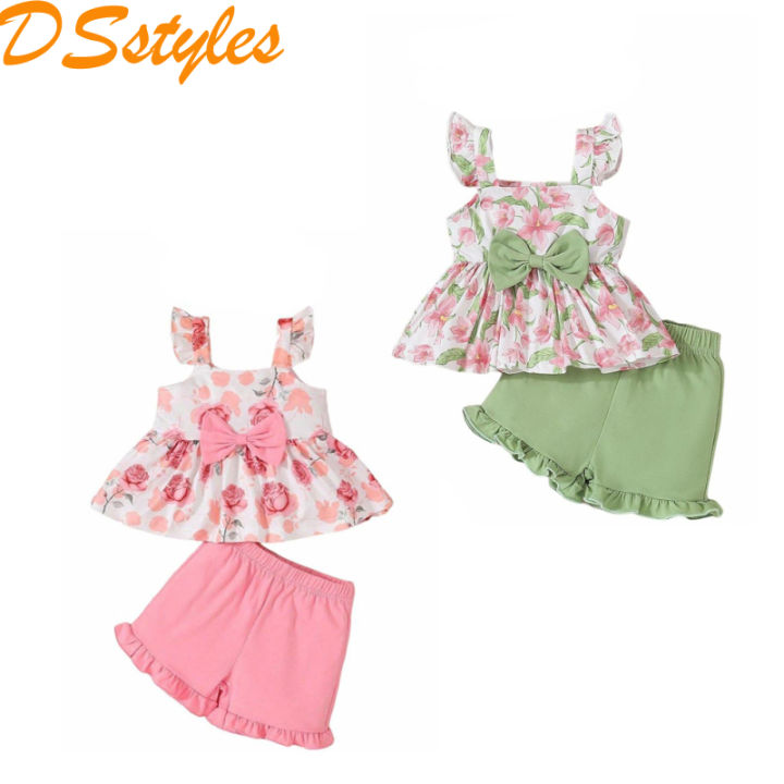 DSstyles%20Toddler%20Girls%202%20Pcs%20Lettuce%20Trim%20Shorts%20Set%20Ruffled%20Sleeve%20Square%20Neck%20Bowknot%20Tank%20Top%20Elastic%20Waistband%20Shorts%20Outfit%20-%20Image%209