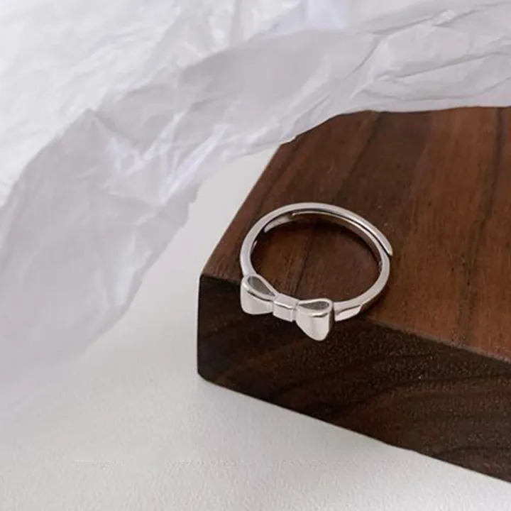 Simple%20Bow%20Pattern%20Ring%20Silver%20Fine%20Ring%20Personality%20Fashion%20Retro%20Rings%20Women%20Jewelry%20Light%20Luxury%20High-end%20Adjustable%20Ring%20Luolong%20-%20Image%203