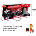 DIY Electric Fire Truck for kids with Flashing Lights & Siren Sounds & Electric Drill. 