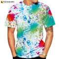New Fashion Rainbow Paint Splatter Tie-dye 3D Printed T-Shirt Men Women Summer Casual Tshirt Streetwear Oversized Tops Tees.