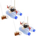 JDXHLAU 2X Assembled Wind Turbine Model Boat Wooden Remote Control Boat DIY Science Educational Toys Gift Creative Model. 