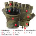 Motorcycle Military Grade Half Finger Army Green/Black - Hand Gloves For Bike. 