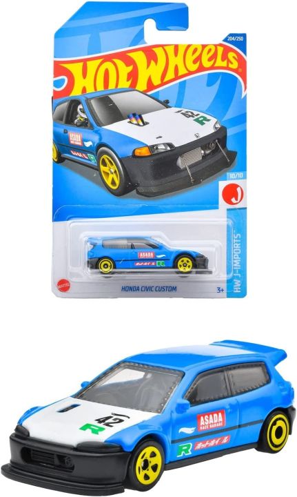 Hot Wheels (Mainline) Honda Civic Custom Blue, Scale - 1:64