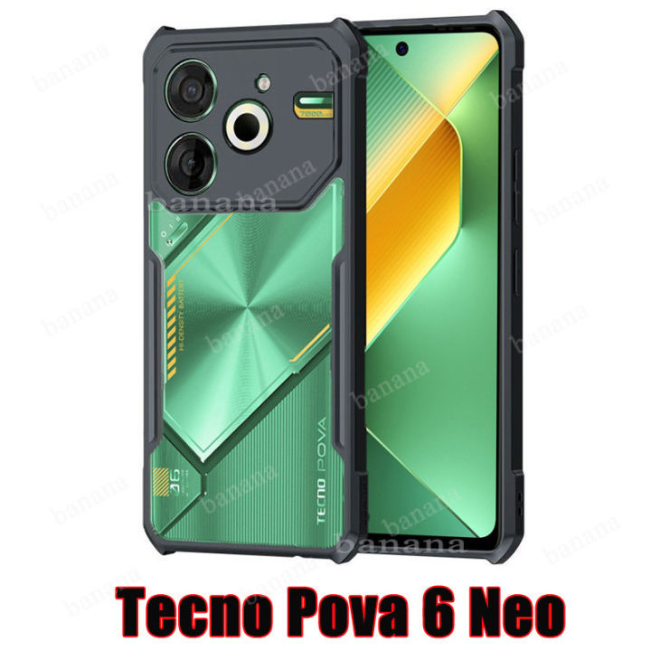 Shockproof Case for Tecno Pova 6 Neo Pova 6 Pro Phone Cases Transparent Armor Acrylic TPU Soft Anti-fall Casing Cover