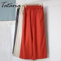 Women Cotton Linen Pants Casual Plus Size High Waisted Pants Orange Wide Leg Loose Trousers Female Gray Elegant Streetwear. 