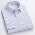 New Men's Classic Long Sleeve striped Basic Dress Shirts Single Patch Pocket Formal Business Standard-fit Office Social Shirt.