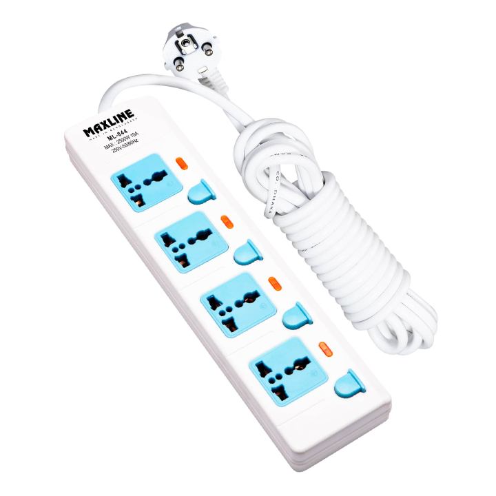 Maxline%204%20Port%20Multi%20Extension%20Socket%20Model:%20ML-844-2%20pin%20Plug/%203%20Miter%20Wire=%2010%20fit/hand%20%20Long%20Wire%20-%20Image%202