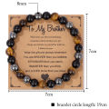 Family Bracelet Natural Stone Bead Bracelet With Card Prayer Lucky Jewelry Gift For Mom Father Lover Wife Cat Eye Stretch Bangle. 