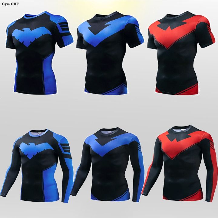 Nightwing 3D Print Men T shirts Compression Running T-shirt Men Quick-Drying Gym Sportswear Rashguard Jersey Casual Top For Male
