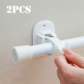 2pcs Self Adhesive Curtain Rod Bracket Universal Curtain Rod Holders Drilled or Self-Adhesive Curtain Rod Hooks Bathroom Kitchen. 