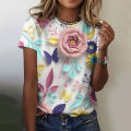 Women's T-Shirts Summer Fashion Harajuku 3D Butterfly Printed Short Sleeve Tops Female Clothing Casual O-neck Oversized T Shirts.