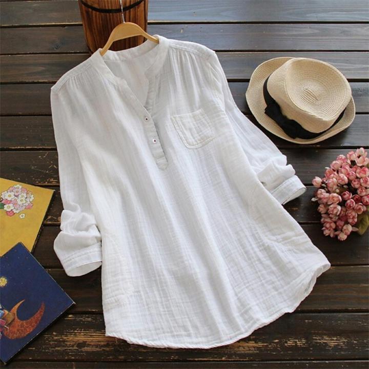 Ladies Chemise tops  Cotton And Linen Whistles Top Plus Size Blouse Women's linen blouse