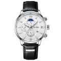 Quartz watches multifunctional calendar, speed measurement, waterproof watch, high-end business leather quartz watch.