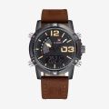 Naviforce NF9095 - Coffee Leather Wrist Watch for Men. 