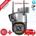 WIFI/LAN DUAL LANCE OUTDOOR CAMERA V10 4MP V380PRO IP CCTV SMART CAMERA 160 Degree Ultawide| WATERPROOF AUTO TRACKING PTZ CMOS SENSOR| CLEAR NIGHT VISION FULL COLOR HD AND MOTION DETECTOR.