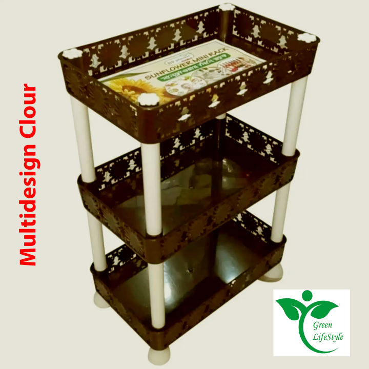 Multi functional 3 Layer Size 14" 6" by 10 " Plastic Kitchen Bathroom Shelf Organizer Storage Baby Top Mini Rack - (1 Piece)
