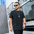 Man Big Size Summer Short-sleeved Cotton T-shirt Fashion Casual Fat Guy Loose Vertical Striped Large Size Shirt Man Size XL-6XL.