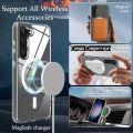 For Samsung Galaxy S22 Plus 5G Mobile Cover MagSafe Compatible Shockproof Transparent Slim Fit Wireless Charging supported Frosted Border Phone Back Case Mobile Cover. 