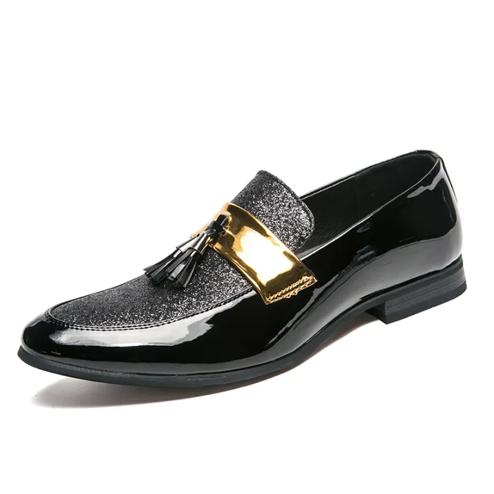 Men%20Party%20Flats%20Black%20Golden%20Formal%20Patchwork%20Tassel%20Leather%20Casuals%20Shoe%20Handmade%20Wedding%20Men%20Loafers%20Moccasins%20Dress%20Shoes%20BunnyGarden%20-%20Image%204