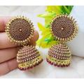 Traditional Anameld Gold plated pearl Jhumka earrings.