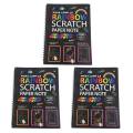 3X 19x26Cm Large Magic Color Rainbow Scratch Paper Note Book Black Diy Drawing Toys Scraping Painting Kid Doodle. 