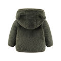DSstyles Children Hooded Plush Jacket Long Sleeves Solid Color Zipper Coat. 