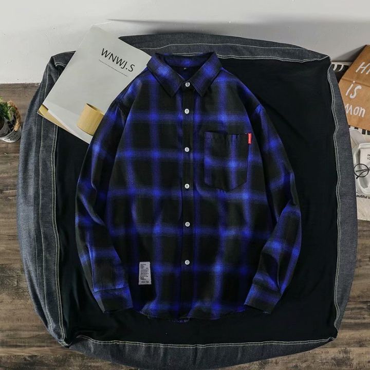 Autumn%20Hong%20Kong%20style%20ins%20plaid%20shirt%20tide%20men's%20long%20sleeve%20Korean%20version%20trend%20handsome%20top%20casual%20couple%20shirt%20jacket%20-%20Image%202