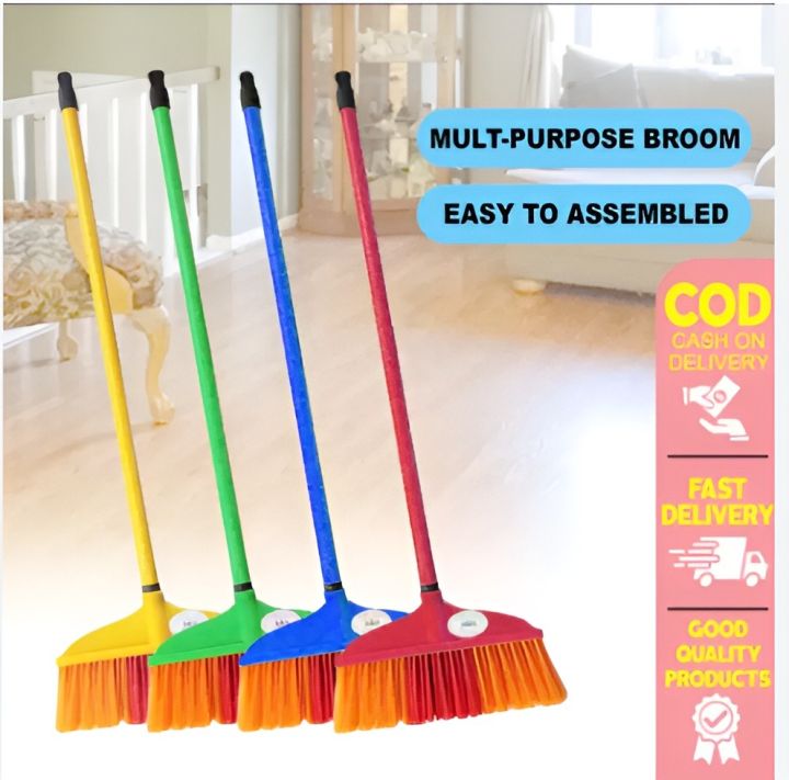 Plastic Broom Wails Cleaning Broom Long Metal Handle Floor Sweeper