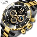 LIGE Watches Mens Top Brand Luxury Clock Casual Stainless Steel 24Hour Moon Phase Men Watch Sport Waterproof Quartz Chronograph 8924. 
