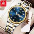 Olevs 4580 Silver & Golden Two Tone Stainless Steel Analog Wrist Watch For Women - White, Silver, Black & Golden.