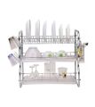 3 Layer Dish Rack with Cutlery Basket, Draining Board & Dish Holder. 