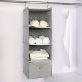 Hanging Closet Organizers 4-Shelf Fabric Closet Hanging Type Multi-Layer Storage Box.