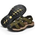 ZUNYU New Male Shoes Leather Men Sandals Summer Men Shoes Beach Sandals Man Fashion Outdoor Casual Sneakers Size 48.