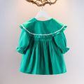 2025 new girl baby round neck dress children flowers cotton skirt 0-5 Years. 