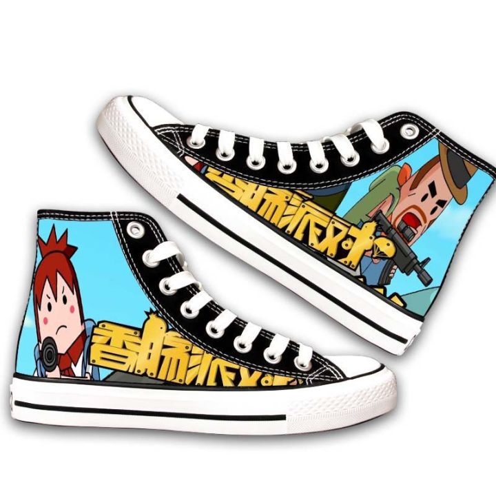 Sausage%20Party%20Surrounding%20the%20Game%20High-Top%20Canvas%20Shoes%20Male%20and%20Female%20Primary%20and%20Secondary%20School%20Students%20Eat%20Chicken%20Cute%20Graffiti%20Stylish%20Sneaker%20-%20Image%203